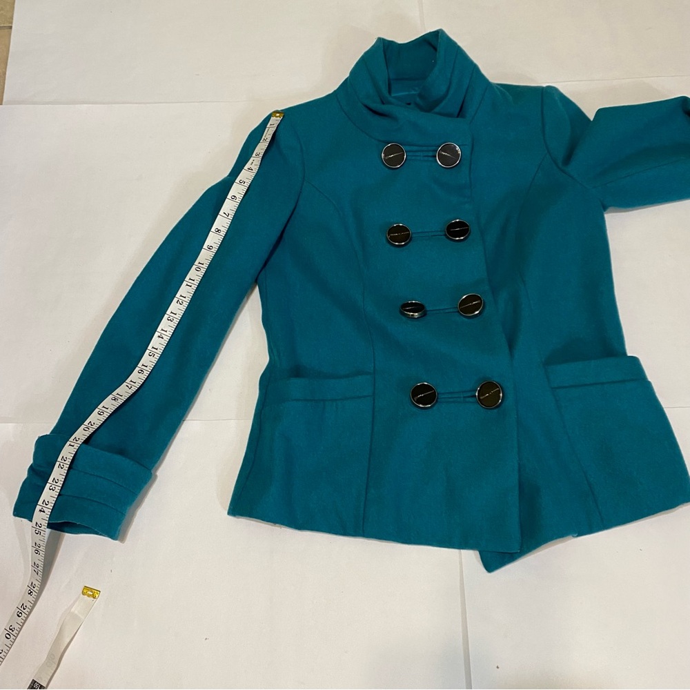 The Limited Turquoise Double-Breasted Pea Coat - Picture 10 of 16